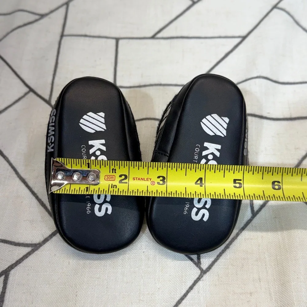K-Swiss Sneakers Size 3 Black Metallic Pewter Soft Sole Infant Crib Shoes